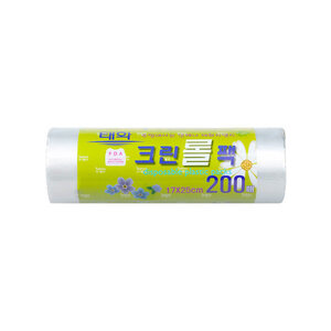 크린롤팩 소_200매 투명 일회용 마트 위생비닐봉투
